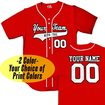 Gender Reveal, Birth Announcement, Baby Shower, Mommy & Daddy  Custom Baseball Jersey with Piping | Scarlet Red with White Piping