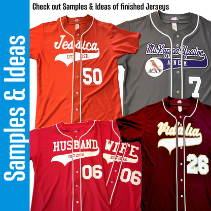 Customizable 2 Color Retro Style Classic Print | Custom Baseball Jersey with Piping | Hand Printed Vinyl Heat Transfer Baseball Logo Design