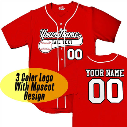 Gender Reveal, Birth Announcement, Baby Shower, Mommy & Daddy  Custom Baseball Jersey with Piping | Scarlet Red with White Piping