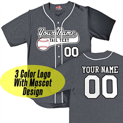 Make Your Own Sorority or Fraternity Custom Baseball Jerseys Graphite Grey with White Piping | See Description for Other Colors