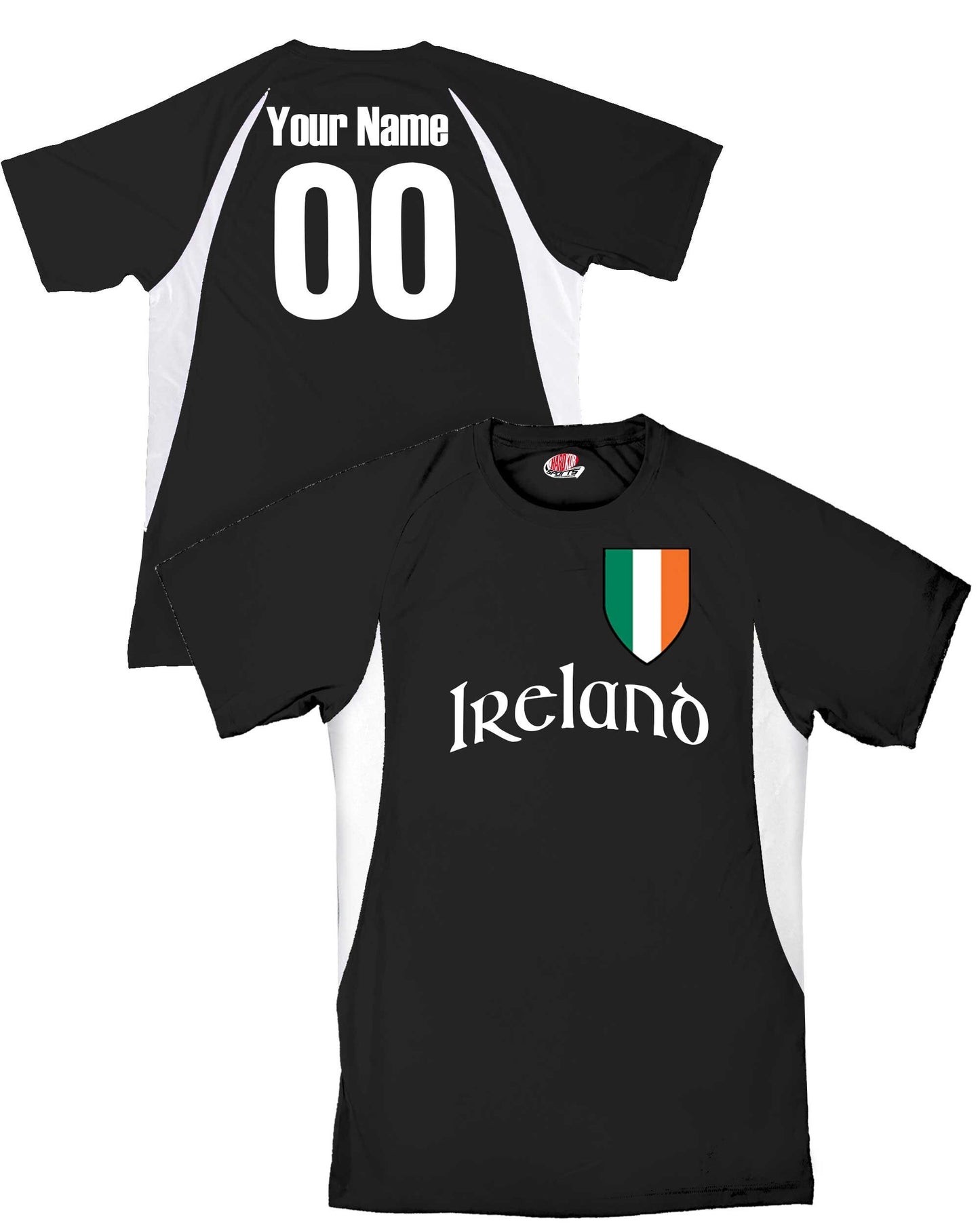 Custom Ireland Soccer Jersey with Irish Flag Shield Design | Personalized with Your Name and Number in Your choice of colors