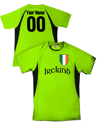 Custom Ireland Soccer Jersey with Irish Flag Shield Design | Personalized with Your Name and Number in Your choice of colors