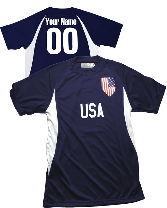 Custom USA Design Soccer Jersey - Personalized Shield Design with Your Name & Number | HK Sportswear