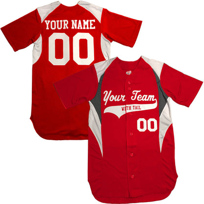 Custom 3 Color Baseball Jersey | Red, White, Royal, Navy, black and Graphite with 2 color Trim Personalized with your names and numbers