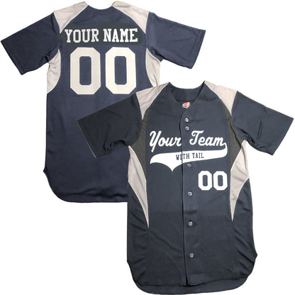 Custom 3 Color Baseball Jersey | Red, White, Royal, Navy, black and Graphite with 2 color Trim Personalized with your names and numbers