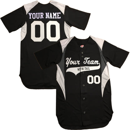 Custom 3 Color Baseball Jersey | Red, White, Royal, Navy, black and Graphite with 2 color Trim Personalized with your names and numbers