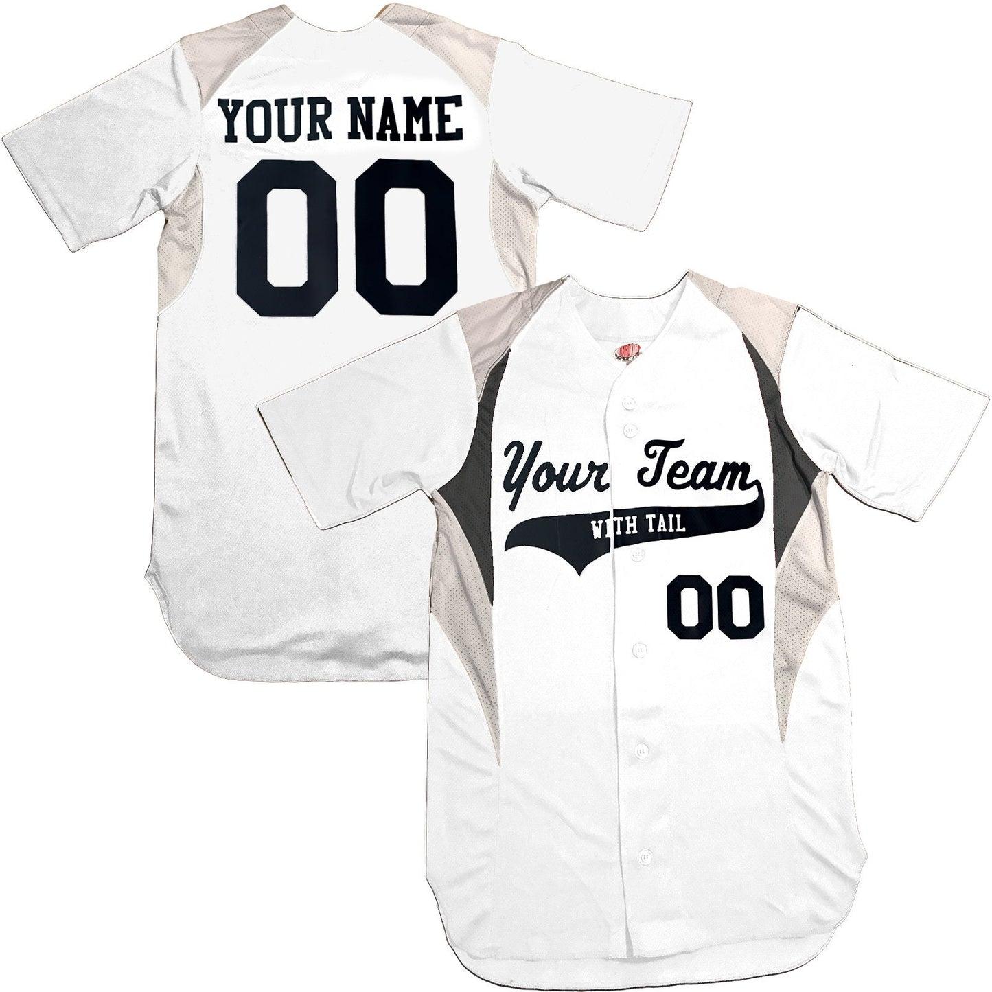 Custom 3 Color Baseball Jersey | Red, White, Royal, Navy, black and Graphite with 2 color Trim Personalized with your names and numbers