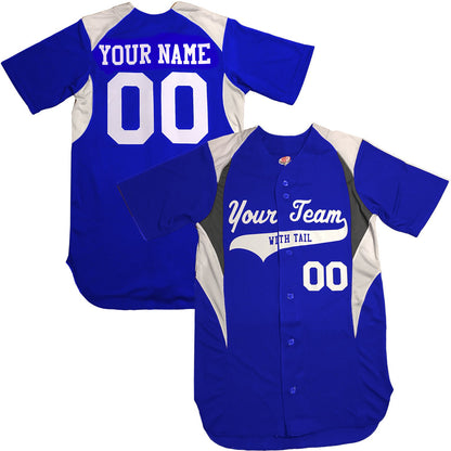 Custom 3 Color Baseball Jersey | Red, White, Royal, Navy, black and Graphite with 2 color Trim Personalized with your names and numbers