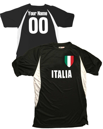 Italia Soccer Jersey Italian Shield Design Customized with Your Names and Numbers in Your choice of Popular Colors