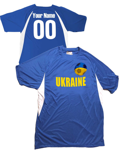 Custom Ukraine Soccer Jersey, Ukrainian Futbol Shirt with the Flag of Ukraine Design on a Soccer Ball, Add Names and Numbers