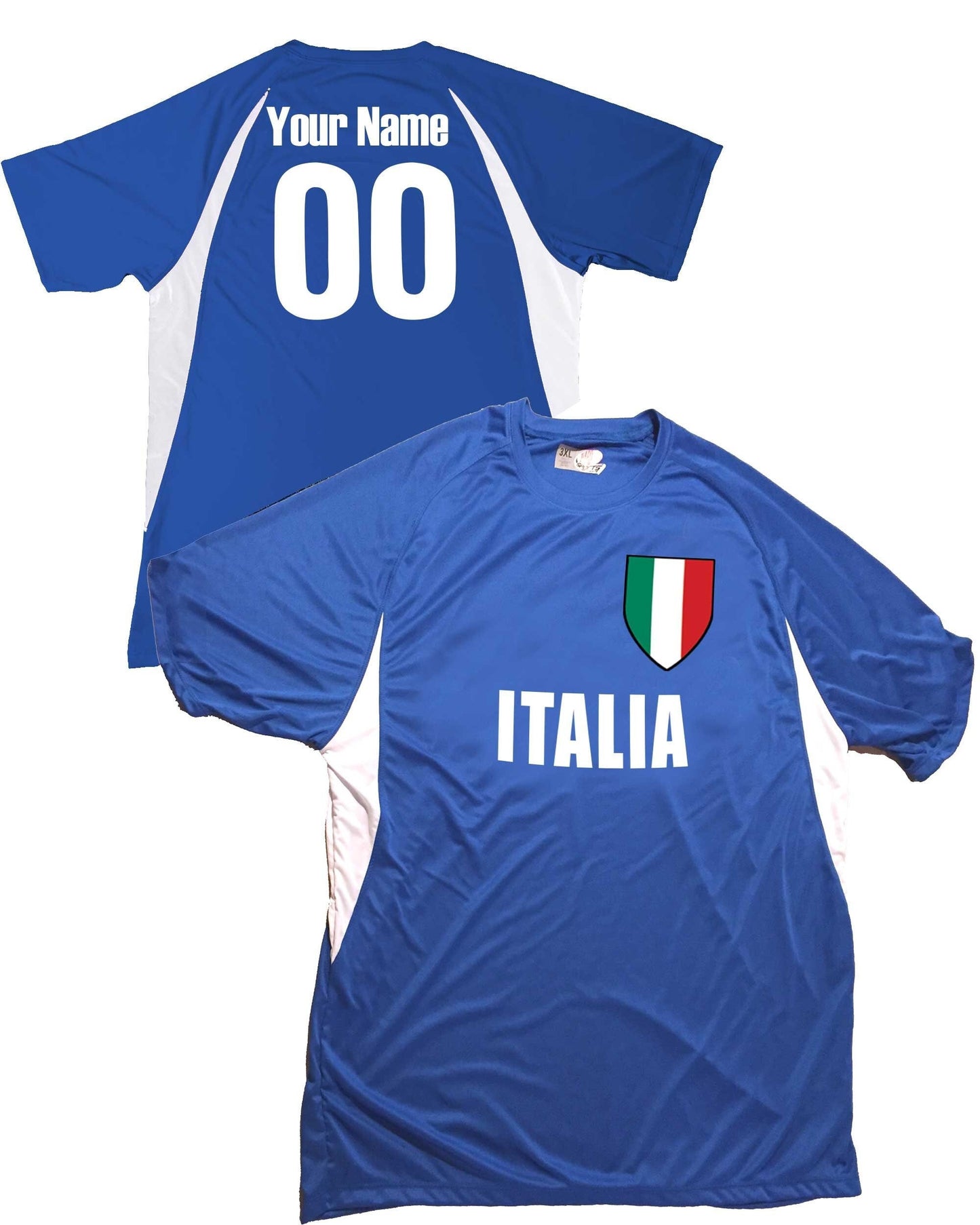 Italia Soccer Jersey Italian Shield Design Customized with Your Names and Numbers in Your choice of Popular Colors