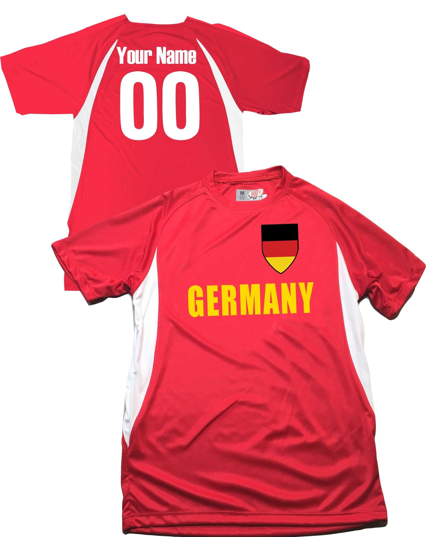 Germany Soccer Jersey German Shield Design Customized with Your Names and Numbers in Your choice of Popular Colors