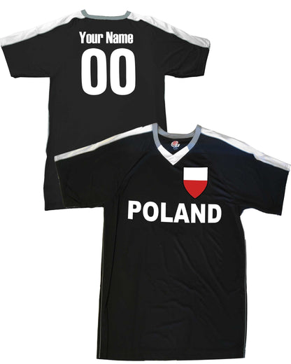 Custom Poland Soccer Jersey Design with Colorful Poland Shield Design on Front, Customized with your Name and Number on Back