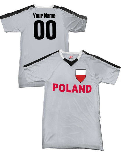 Custom Poland Soccer Jersey Design with Colorful Poland Shield Design on Front, Customized with your Name and Number on Back