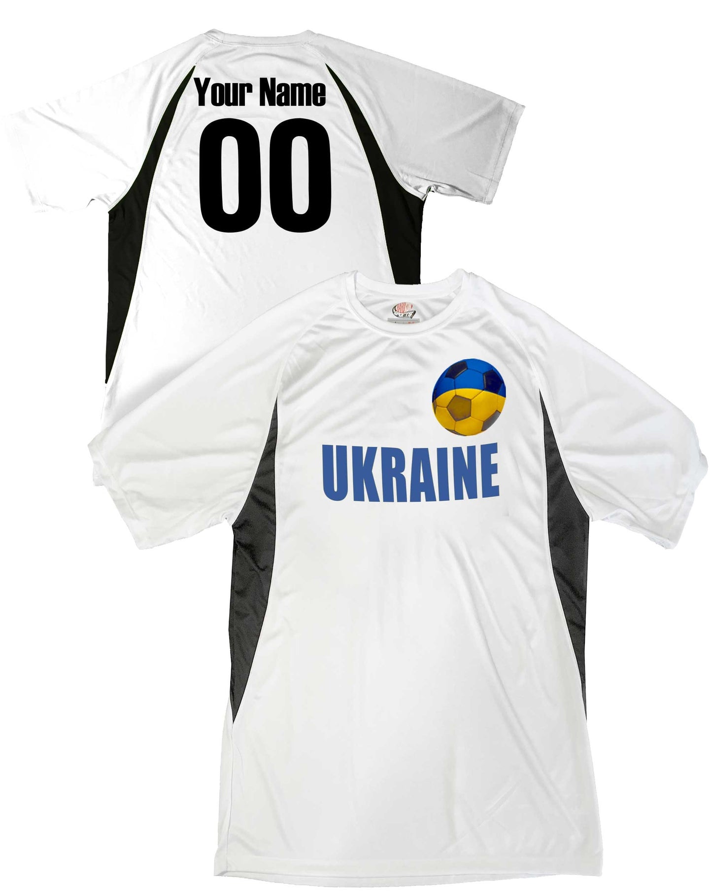 Custom Ukraine Soccer Jersey, Ukrainian Futbol Shirt with the Flag of Ukraine Design on a Soccer Ball, Add Names and Numbers