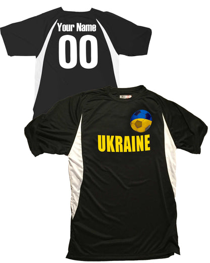 Custom Ukraine Soccer Jersey, Ukrainian Futbol Shirt with the Flag of Ukraine Design on a Soccer Ball, Add Names and Numbers