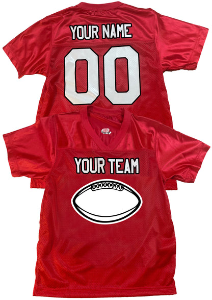 Scarlet Red Custom Football Jersey Personalized with Logos Team Name, Player Name and Player Numbers