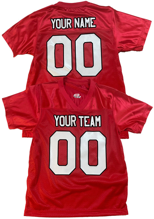 Scarlet Red Custom Football Jersey Personalized with Logos Team Name, Player Name and Player Numbers