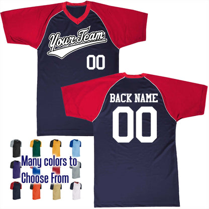 Wedge Tail Up Slant Baseball Logo V-Neck Custom Baseball Jersey Customized, Player Names and Numbers, Economical Printed in USA