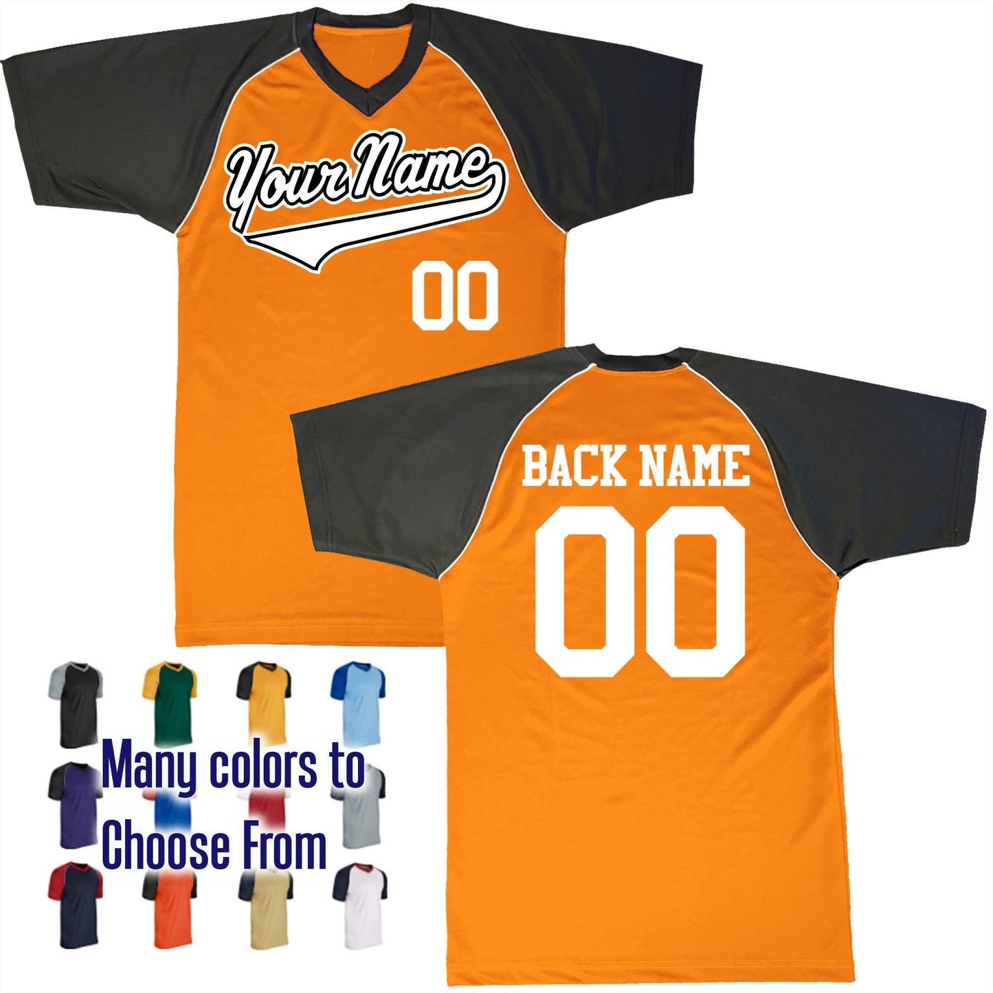 Baseball Wedge Flat Top Tail Baseball Logo V-Neck Custom Baseball Jersey Customized, Player Names and Numbers, Economical Printed in USA