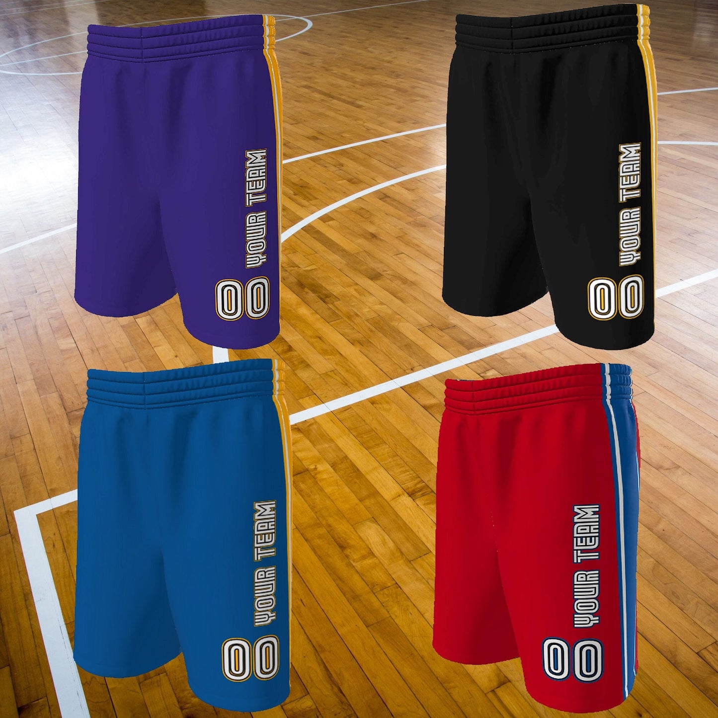 Retro 3-Color Custom Basketball Shorts: Old School Design