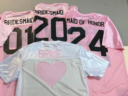 Football Themed Wedding Custom Pink Football Jersey Customized with your names,  save the date, Bachelorette party or  Guest signing jersey
