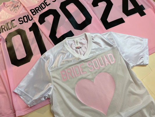 Football Themed Wedding Custom Pink Football Jersey Customized with your names,  save the date, Bachelorette party or  Guest signing jersey