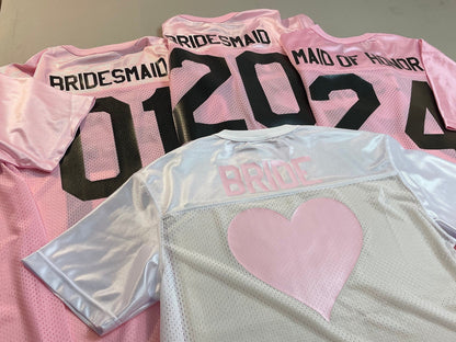 Football Themed Wedding Custom Pink Football Jersey Customized with your names,  save the date, Bachelorette party or  Guest signing jersey