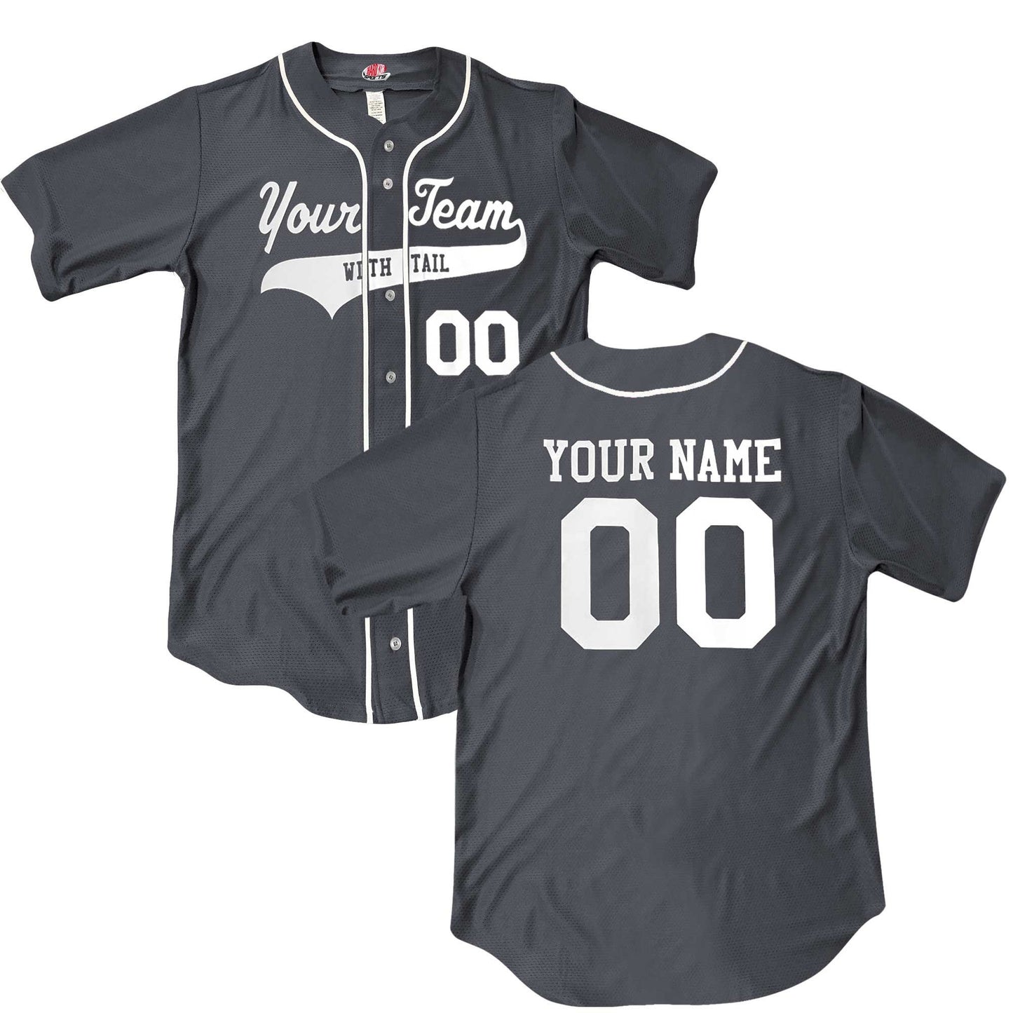 Classic Baseball 1 Color Logo Custom Baseball Jersey with Sewn on Piping Customized with your Team Name as a Logo, Player Name and Numbers