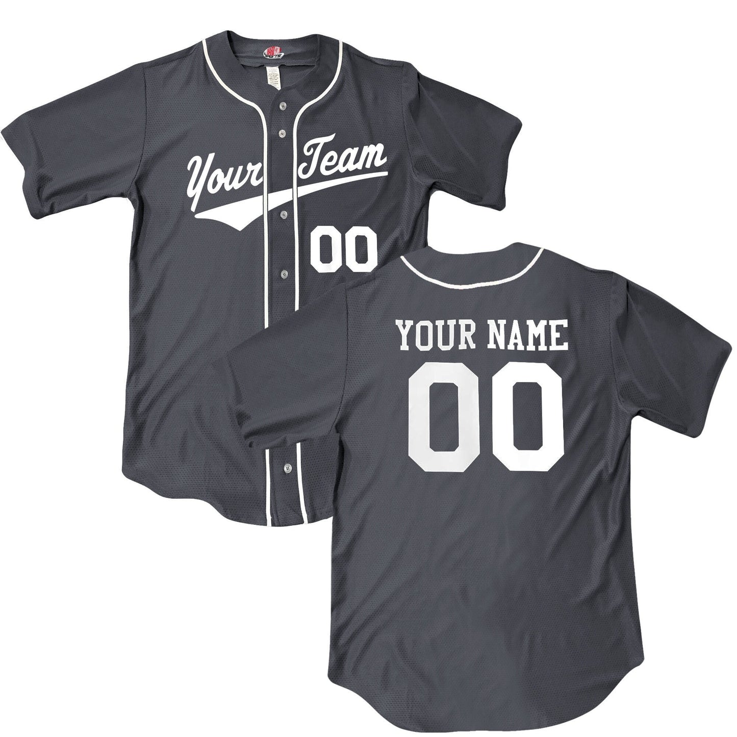 Slanted Triangle Logo 6 Button Baseball Team Jersey with Piping, Personalized with your Team, Player Name, Numbers, Designed with your text