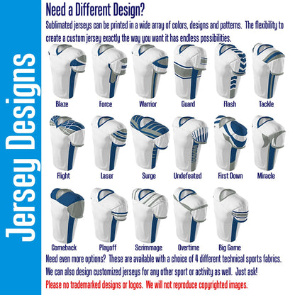 Custom Tackle Football Jersey: Sublimated, Cut & Sewn, Fitted Game Jersey
