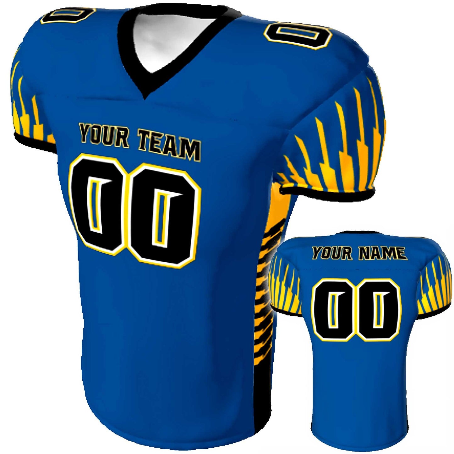 Undefeated, Customized Dagger Edge Design Custom Fitted Game Football Jersey, Team Names, Numbers. Pro fit with Sleeve Cuffs, Customizable