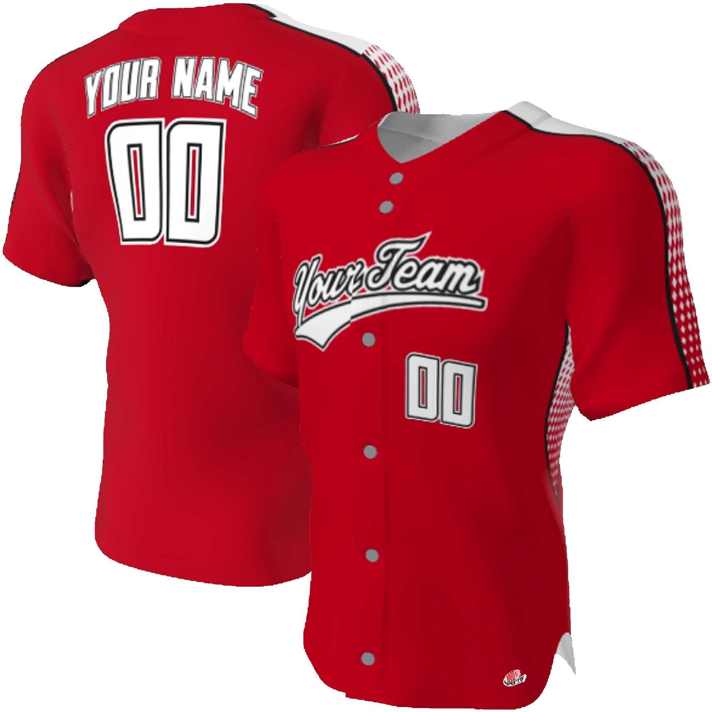 Custom 6-Button Baseball Jersey: Retro Dot Matrix Design