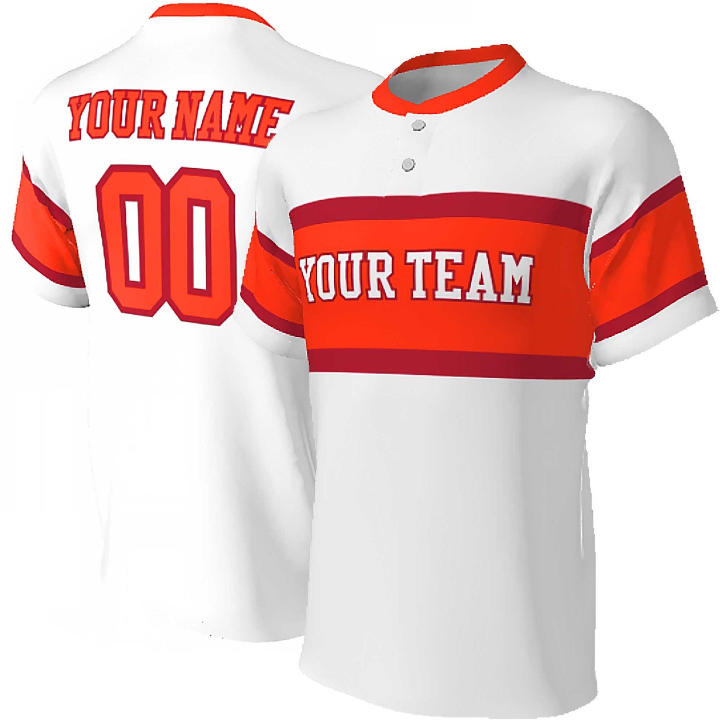 Retro Two Button Baseball Jersey: Wide Stripe, Color Coordinated Neck