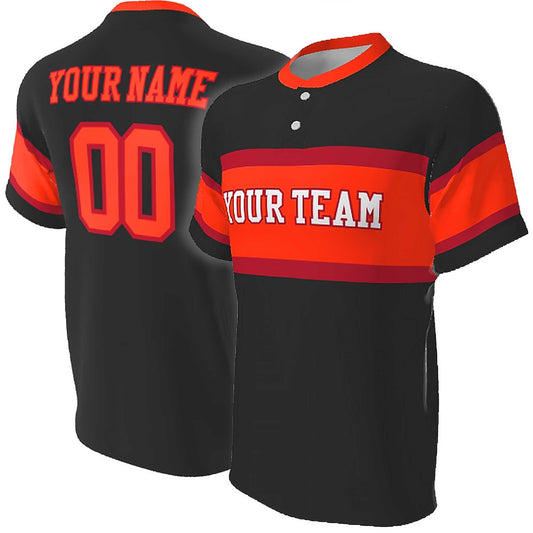 Retro Two Button Baseball Jersey: Wide Stripe, Color Coordinated Neck