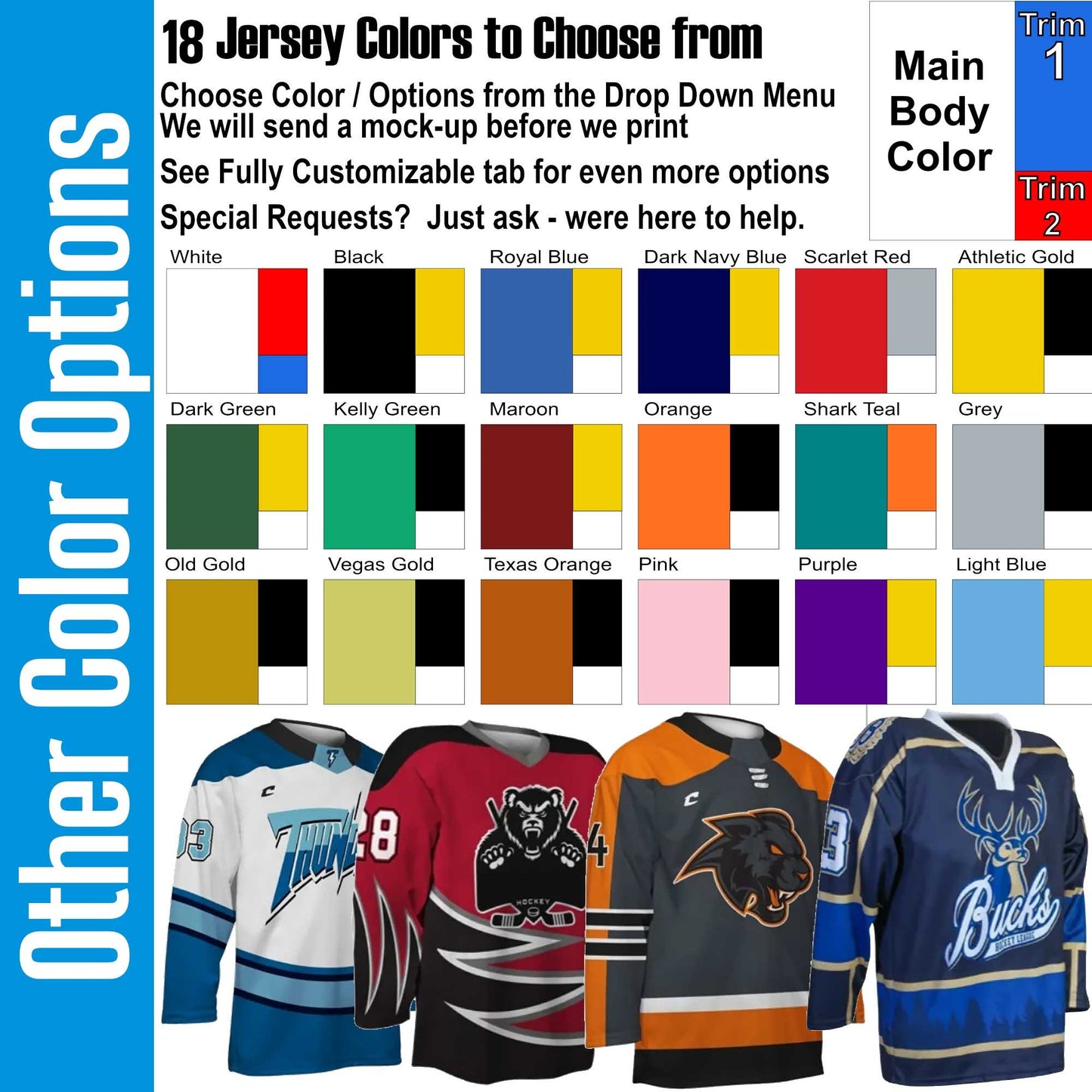 Lace up Neck Custom Hockey Jerseys - USA Shield Your Team Hockey Design, Multi stripe, Player Name and Numbers, Birds Eye Mesh, Sublimated