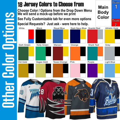 Lace up Neck Custom Hockey Jerseys - USA Shield Your Team Hockey Design, Multi stripe, Player Name and Numbers, Birds Eye Mesh, Sublimated