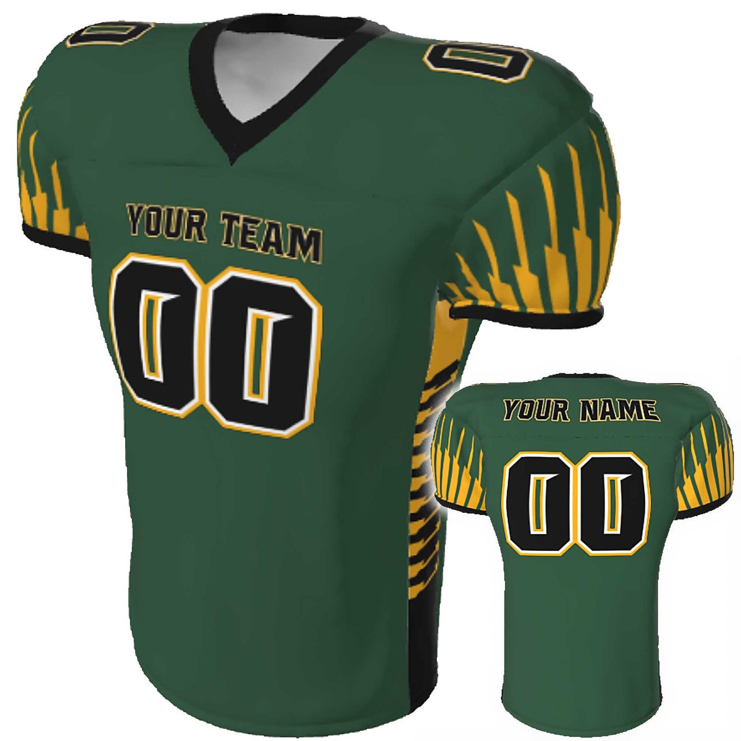 Undefeated, Customized Dagger Edge Design Custom Fitted Game Football Jersey, Team Names, Numbers. Pro fit with Sleeve Cuffs, Customizable