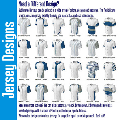 Custom Sublimated Baseball Jersey: Brook Design, Team Logo, Names & Numbers