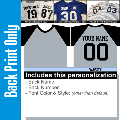 100% Cotton Baseball T, Personalized 3/4 Sleeve, Raglan cut, Baseball Henley T-Shirt