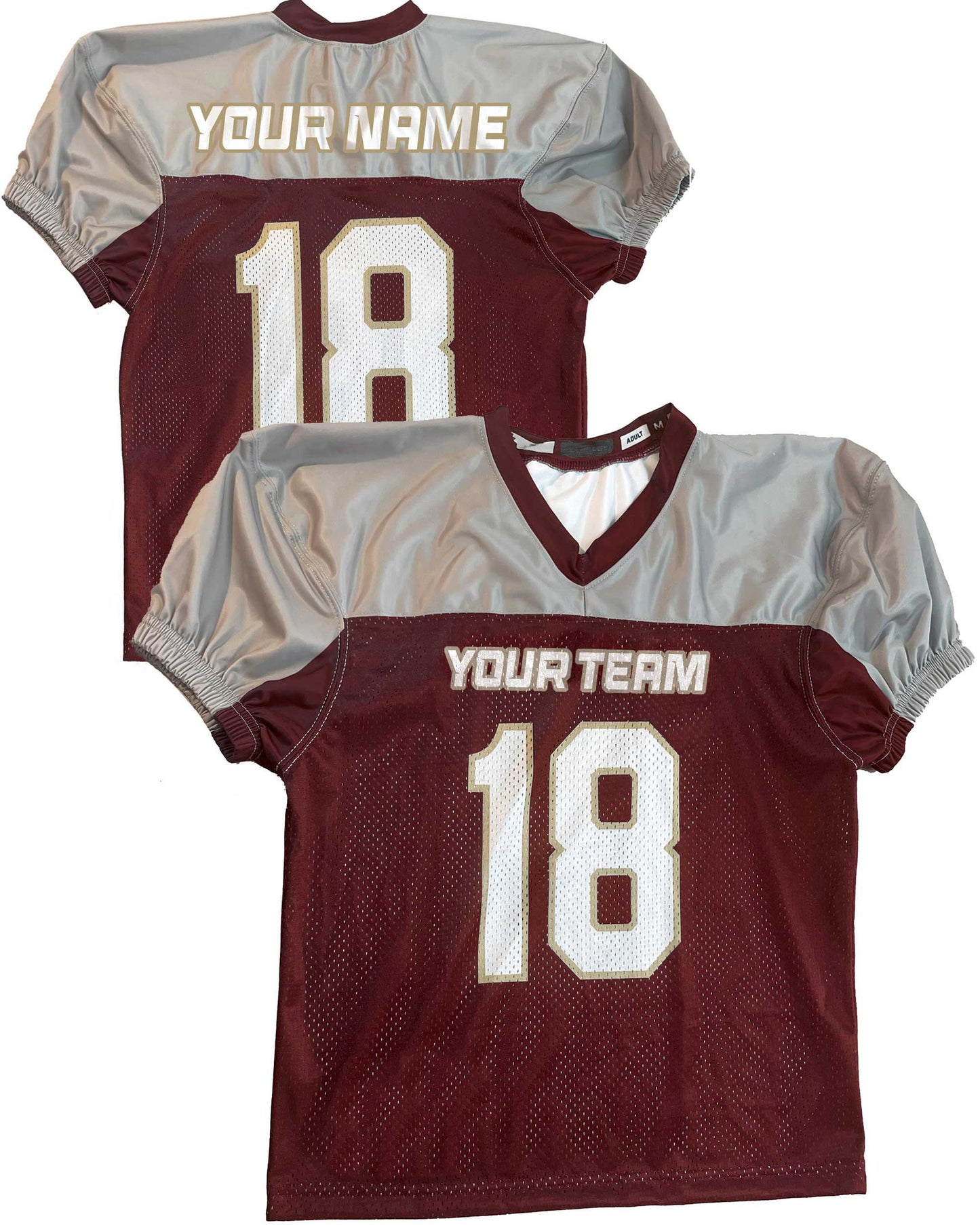 Two Tone Pro Style Mesh Custom Football Jersey, Dazzle Sleeves and Shoulder, Design yourself, Logos, Names, Numbers, Fully customizable