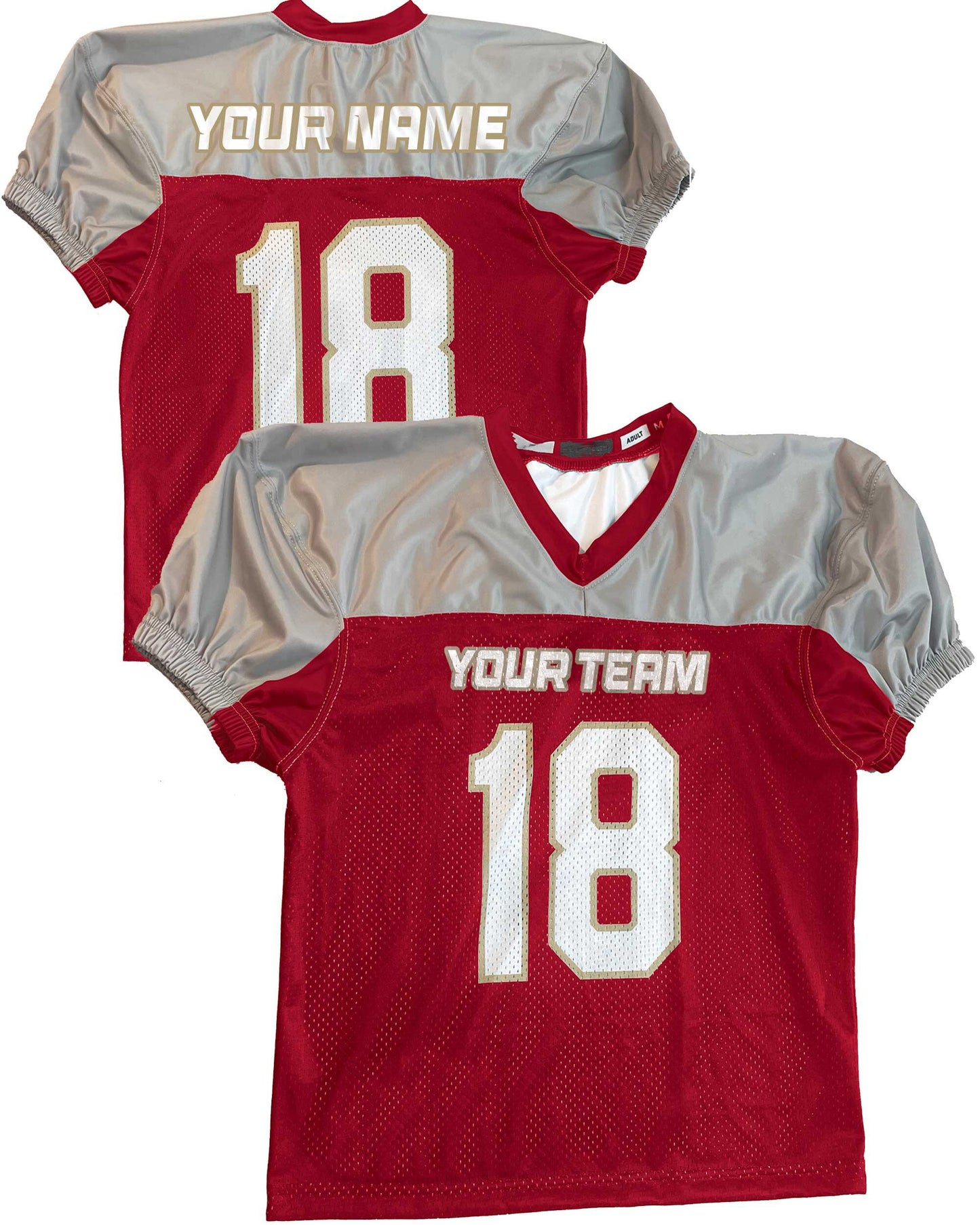 Two Tone Pro Style Mesh Custom Football Jersey, Dazzle Sleeves and Shoulder, Design yourself, Logos, Names, Numbers, Fully customizable
