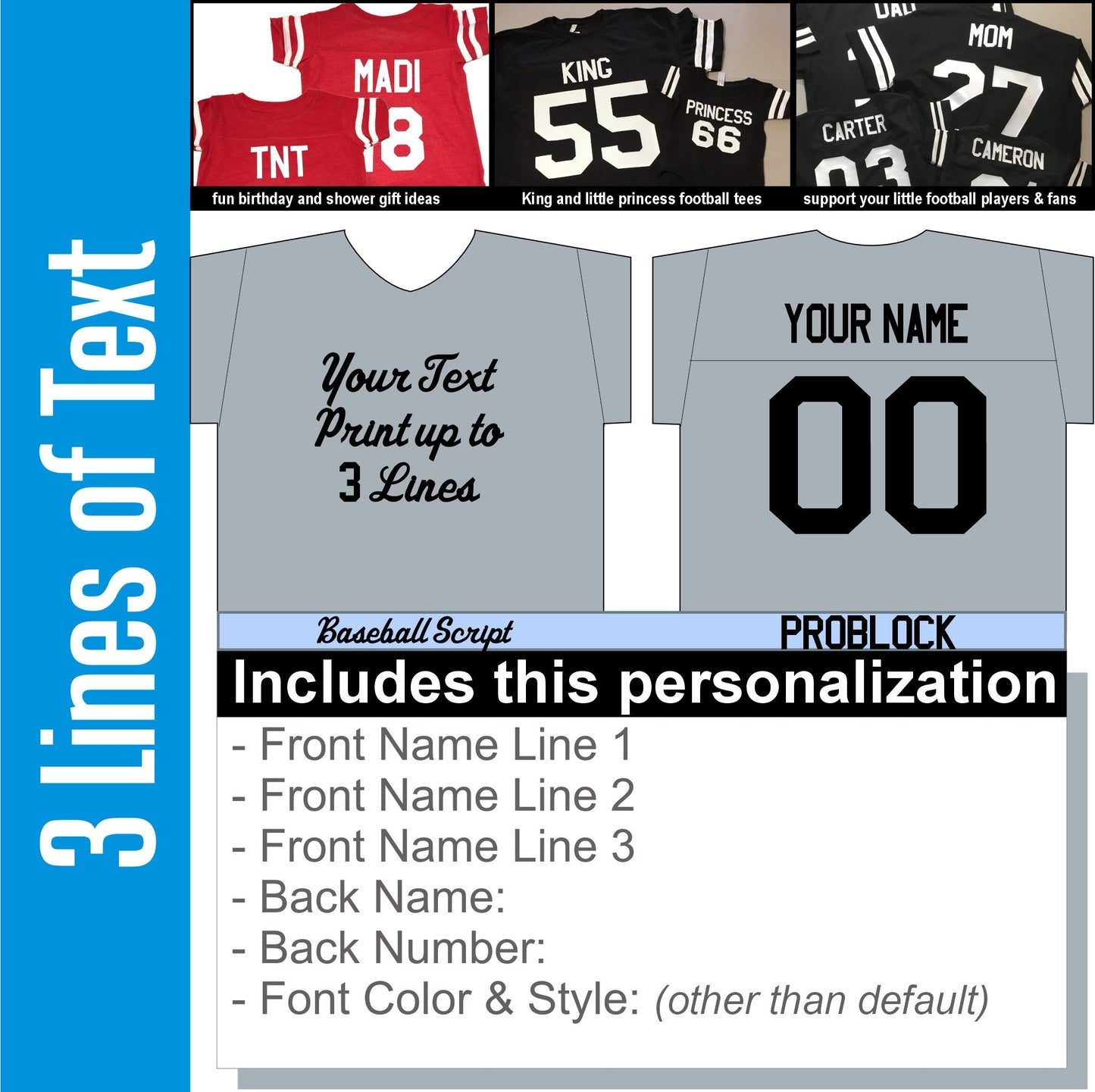 Women's custom football long sleeve t-shirt, Choose your design and budget. Comfortably Soft, casual fit, Football Design, Names and Numbers