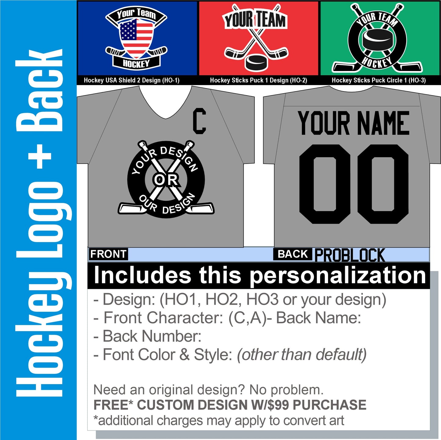 Customized Hockey Jersey Royal Blue and White Personalized with Your Team, Your Player Name and Player Numbers