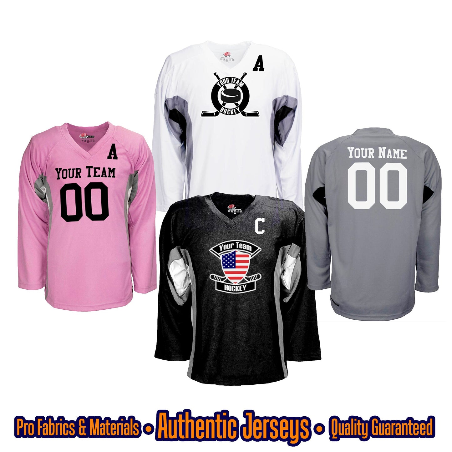 Custom Hockey Jersey Black and White Personalized with Your Team, Your Player Name and Player Numbers