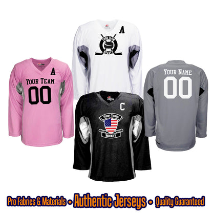 Custom Hockey Jersey Black and White Personalized with Your Team, Your Player Name and Player Numbers