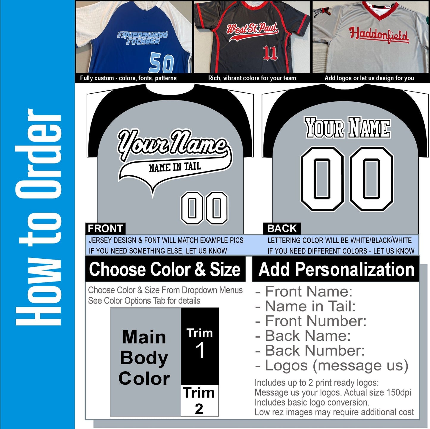 Custom 3-Color Baseball Jersey: Personalized Team Uniform