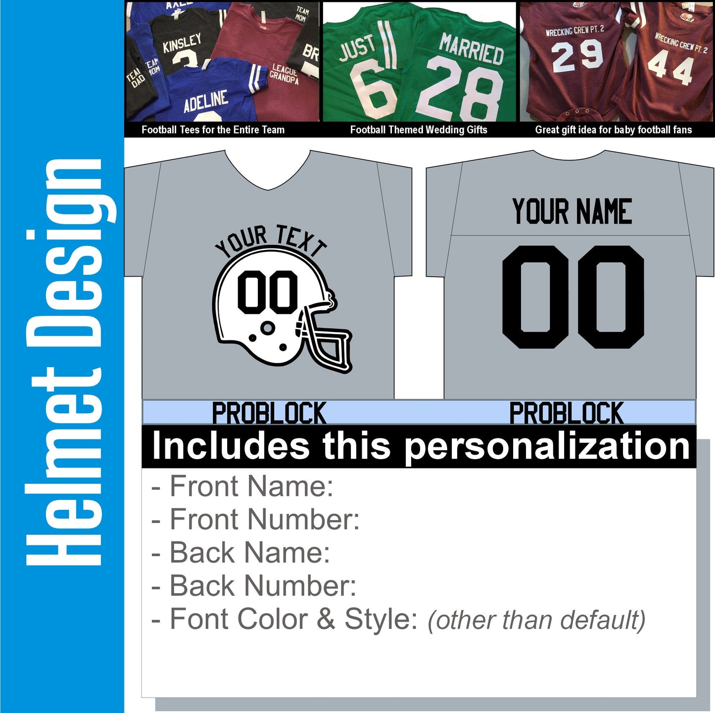 Men's custom football long sleeve t-shirt, Choose your design and budget. Comfortably Soft, casual fit, Football Design, Names and Numbers