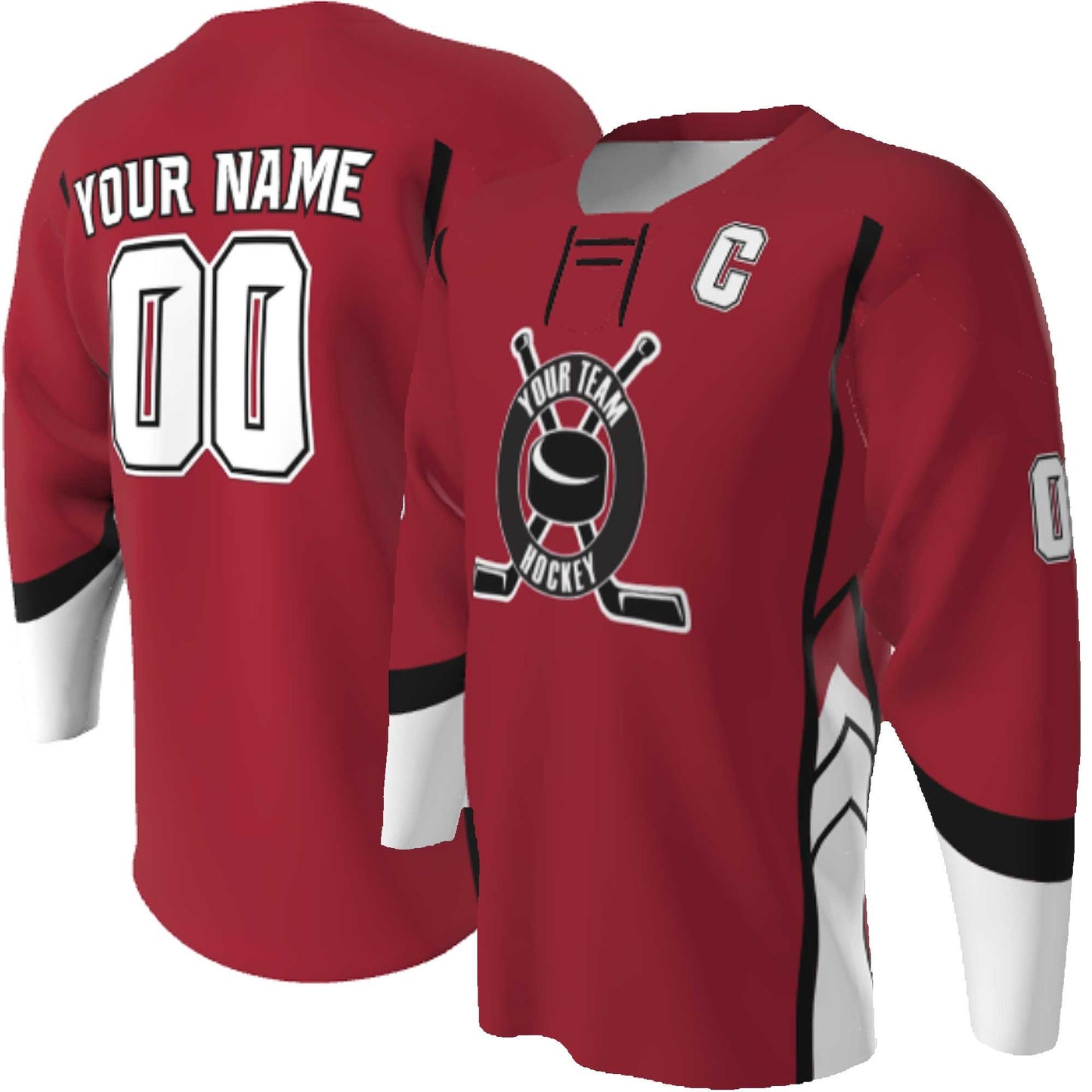 Custom Lace-Up Hockey Jersey: Sublimated Team Design, Name & Numbers