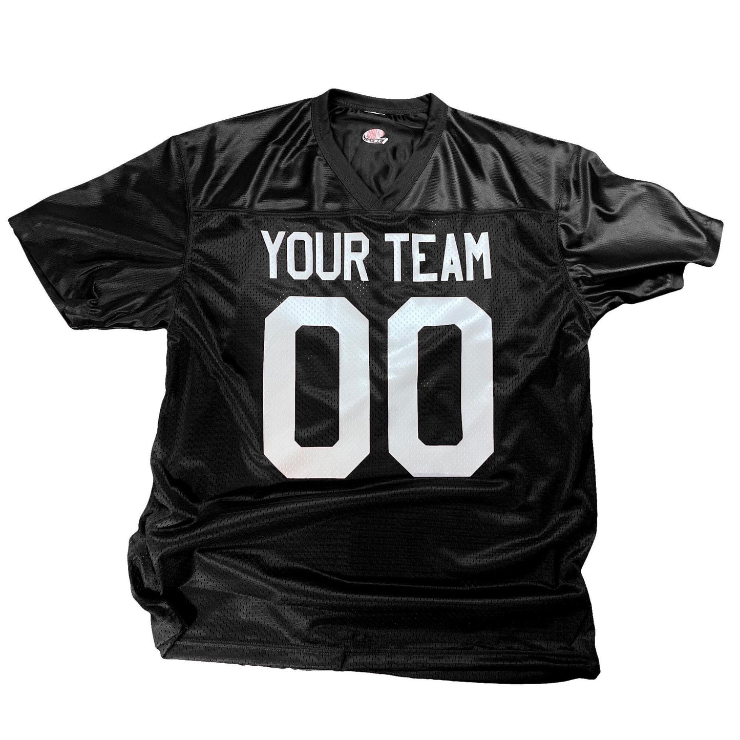 Black Custom Football Jersey, customized with Names and Numbers 1 Color, 2 Color, Football Art or Sleeve Numbers, 18 Vinyl Print Colors